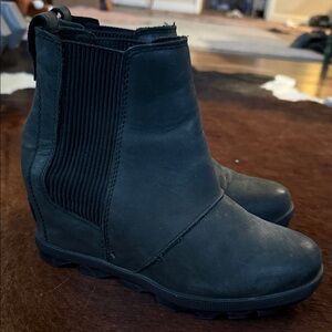 Sorel Black Wedge Ankle Boots